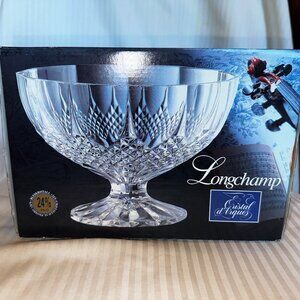 NEW IN BOX! LONGCHAMP CRISTAL D'ARQUES 8.5" CRYSTAL FOOTED BOWL